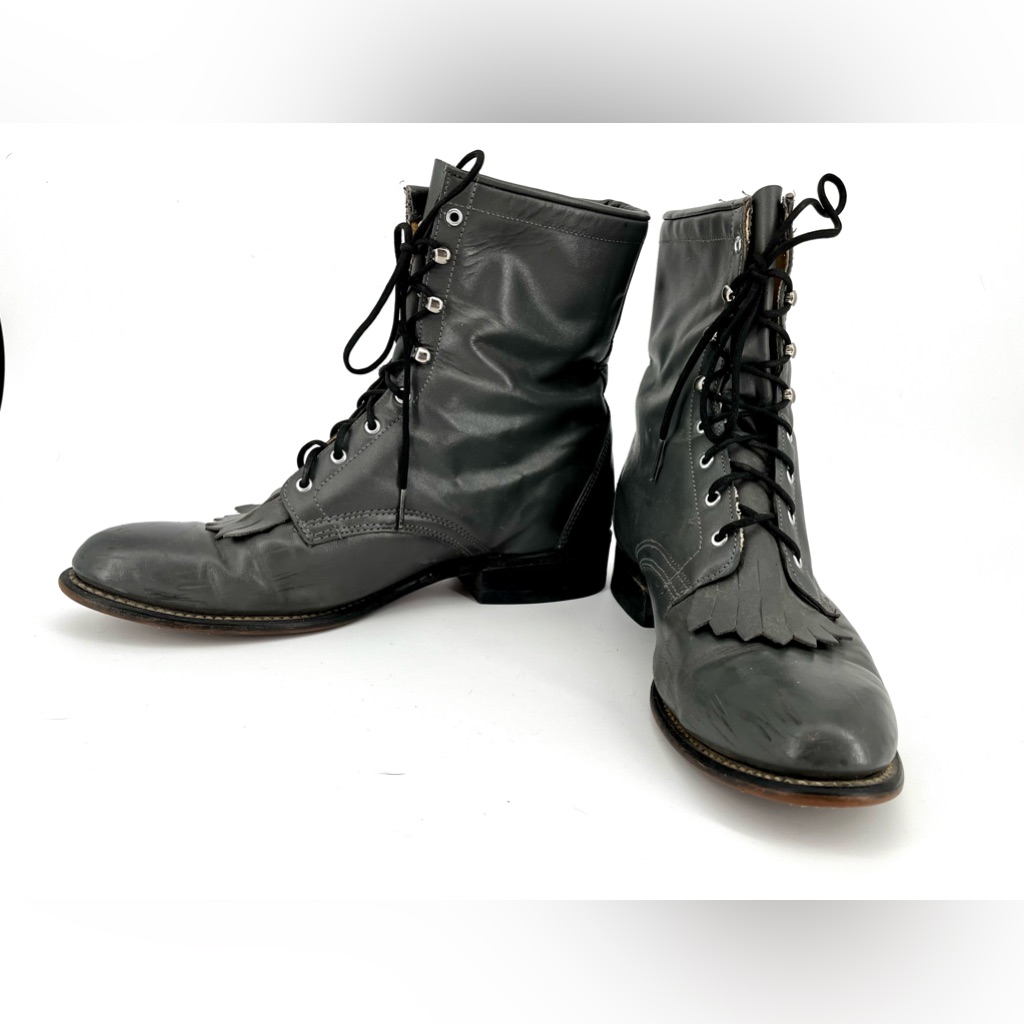 Grey Leather Boots